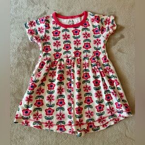 Girls' Floral Pink White Cotton Dress